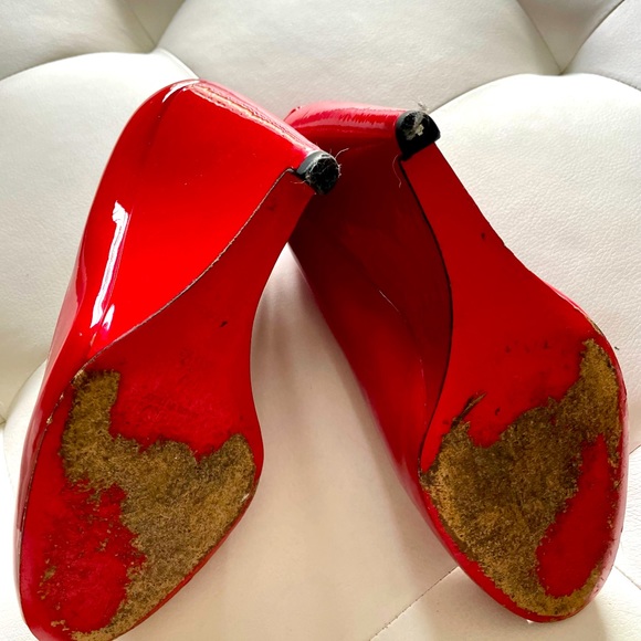 Miu Miu Red Patent Leather Wedge Peep Toe Size Euro 36.5 or 6.5 US - Picture 3 of 4